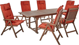 AMANTEA - Tuinset voor 6 - Donkerhout/Rood - Acaciahout