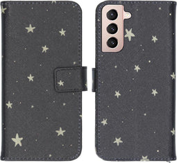 iMoshion Hoesje Geschikt voor Samsung Galaxy S21 Hoesje Met Pasjeshouder - iMoshion Design Softcase Bookcase - Meerkleurig / Stars Gold