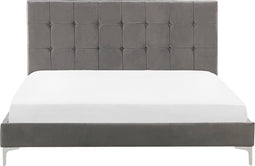 AMBERT - Tweepersoonsbed - Grijs - 140 x 200 cm - Fluweel