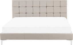 AMBERT - Tweepersoonsbed - Taupe - 180 x 200 cm - Kunstleer