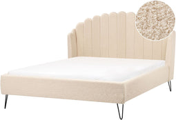 AMBILLOU - Tweepersoonsbed - Beige - 160 x 200 cm - Bouclé