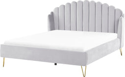 AMBILLOU - Tweepersoonsbed - Grijs - 180 x 200 cm - Fluweel