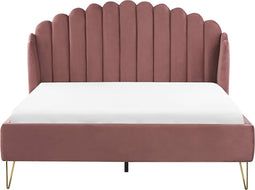 AMBILLOU - Tweepersoonsbed - Roze - 160 x 200 cm - Fluweel