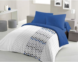 AMBROISIE microvezel dekbedset - 1 dekbedovertrek 220 x 240 cm + 2 kussenslopen 63 x 63 cm - Blauw