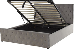 AMIENS - Bed met opbergruimte - Grijs - 140 x 200 cm - Fluweel