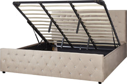 AMIENS - Bed met opbergruimte - Taupe - 180 x 200 cm - Fluweel