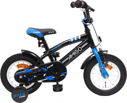 Amigo BMX Fun Jongensfiets - Kinderfiets 12 inch - Zwart/Blauw
