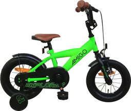 AMIGO Explorer Jongensfiets 12 Inch - Kinderfiets voor 2 tot 4 Jaar - 90-105 cm - Groen/Zwart