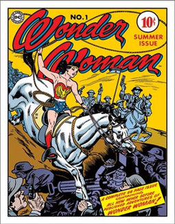 Metalen Wandbord - Retro - Wonder Woman Cover No.1 – 41 x 32 cm – Eenvoudig Te Bevestigen