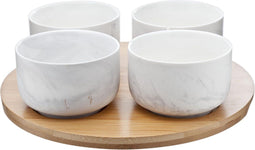 Cosy & Trendy - Bamboeplank met Schalen - Set van 5 - Grijs
