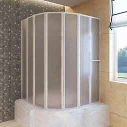 vidaXL - Douche - en - badscherm - 140 - x - 168 - cm - 7 - panelen - met - handdoekrek