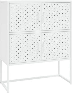 vidaXL - Hoge - kast - 80x35x100 - cm - staal - wit