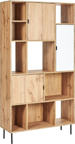 AMOS - Boekenkast - Lichthout/Wit- Vezelplaat