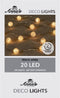 Anna's Collection LED Lichtslinger/lichtsnoer - 20 led bolletjes - 200 cm - wit - batterij