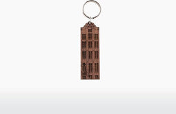 Amsterdams Grachtenpand Sleutelhanger - Amstel 101 - Walnoot