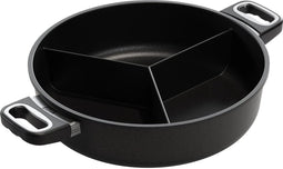 AMT Gastroguss 3-vaks hapjespan - 32 cm - aluminium - antiaanbak - inductie en ovenbestendig