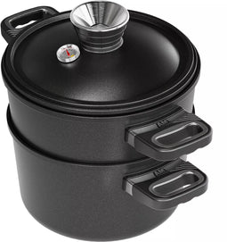 AMT Gastroguss Pot, deksel en stoominzet - Geschikt voor alle warmtebronnen - Non-stick - 24 cm - Vaatwasserbestendig