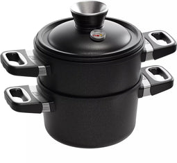 AMT Gastroguss Pot- en stoomset - Geschikt voor alle warmtebronnen - Energiezuinig koken