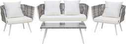 Loungeset met tafel 4-zitter RAGUSA Gebroken wit
