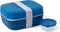 Amuse Brooddoos 3-in-1 - Lunchbox - Met Rekker en Sauspotje - Vaatwas, Magnetron en Diepvriesbestendig - 2 Compartimenten - Blauw