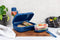 Amuse Brunch & Salad Brooddoos - Lunchbox - Brunchbox - met Extra Snackdoosje en Spork - Magnetronbestendig - Blauw