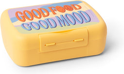Amuse Brunchbox & Divider Teens 'Good Mood' - Ruime Lunchbox - Brooddoos - met Extra Divider en Stickers - Geel