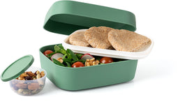 Amuse Lunchbox 3-in-1 Sage - Brooddoos met Rekker en Sauspotje - Vaatwas, magnetron, en diepvriesbestendig - Groen