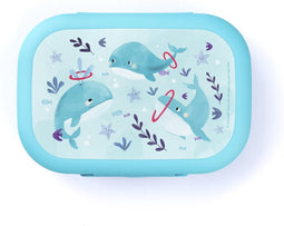 Amuse Sea Life Brooddoos Whale - Broodtrommel - Lunchbox met Handig scharnierdeksel - Vaatwasserbestending - Blauw - 500 ml