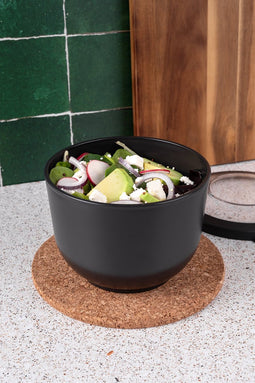 Amuse Tylla Charcoal Life Bowl - Lunchbox - Perfect Afsluitbare Verhouddoos - Saladebox voor onderweg - Vaatwas, magnetron, en diepvriesbestendig - Zwart - 1200 ml