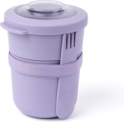 Amuse Tylla Duo Lavender Morning & Noon Lunchbowl - Lunchbox met Spork en Rekker - Transparant Tritan Deksel - Voor onderweg - Lekvrij - Paars - 150 + 450 ml