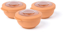 Amuse Tylla Peach Snack set - Perfect Afsluitbare Snackdoosjes - Voor onderweg - Vaatwas, magnetron, en diepvriesbestendig - Oranje - 3 x 200 ml