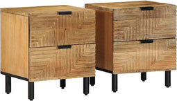 vidaXL - Nachtkastjes - 2 - st - 40x33x46 - cm - massief - mangohout - bruin