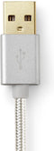 2-in-1-Kabel - USB 2.0 - USB-A Male - USB-C Male - 480 Mbps - 1.00 m - Verguld - Rond - Gevlochten - Aluminium - Cover Window Box