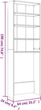 vidaXL - Wasmachinekast - 64x24x190 - cm - wit - en - sonoma - eikenkleurig