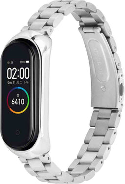 imoshion Bandje met Horlogeband inkorter - Geschikt voor Xiaomi Mi Band 4, Xiaomi Mi Band 3 - imoshion Stalen band inkliksysteem - Zilver