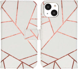iMoshion Hoesje Geschikt voor iPhone 14 Hoesje Met Pasjeshouder - iMoshion Design Softcase Bookcase - Wit / White Graphic