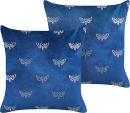 YUZURI - Sierkussen set van 2 - Marineblauw - 45 x 45 cm - Fluweel