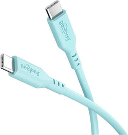 USB-C Silicone Oplaadkabel - Snelladen tot 60W - 1.5 meter - Turquoise