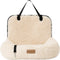 By Cee Cee Fluffy Autostoel Hond - Luxe Hondenmand Auto Met Veiligheidsriempje - Beige - Maat M