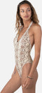 Barts Keona Halter One Piece - Dames Badpak - Lage v-hals slangenprint - Sand