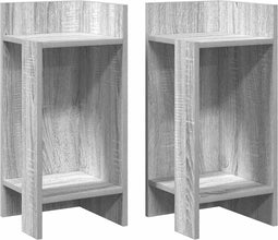 vidaXL - Bijzettafels - 2 - st - met - plank - 25,5x27x60 - cm - grijs - sonoma - eiken