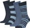 Tommy Hilfiger Stripe Tin Giftbox - 4P Heren Sokken - Hoog model - Blauw (4 paar)