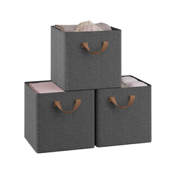 Woltu Opbergboxen Set - 3 Stuks - Opvouwbaar - 29x29x28cm - Grijs (3 stuks)