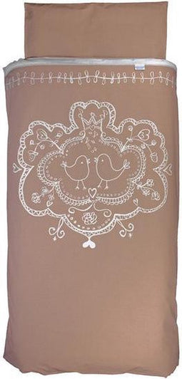 ANEL - Wieglaken - Model: Lovely Birds - Kleur: Taupe - Formaat: 80x100cm