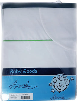 ANEL - wieglaken - Model: Snoopy - Kleur: Wit met lime paspel - Formaat: 80x100cm