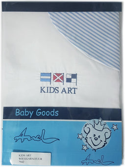 ANEL - wieglakentje met sloop - Model: Kids Art - Kleur: blauw / wit - Formaat: 80x100cm