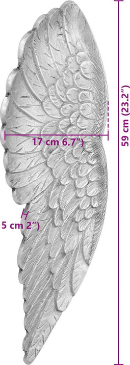 vidaXL - Kleine - Vleugels - Beeld - Zilver - 17x5x59 - cm - Aluminium