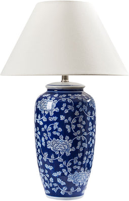 ANGELES - Tafellamp - Wit/Blauw - Porselein/Linnen