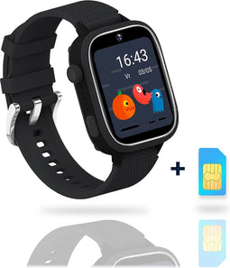AngelTech Kinder SmartWatch Ultra – Gps Horloge kind – 4G - Smartwatch Kinderen - Slim Size - Inclusief simkaart - GPS tracker kind - 1GB RAM – 8GB ROM - smartwatch kids – School mode – Zwart