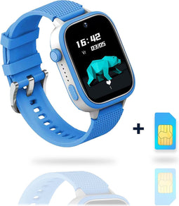 AngelTech Kinder SmartWatch Ultra – Gps Horloge kind – 4G - Smartwatch Kinderen - Slim Size - Inclusief simkaart - GPS tracker kind - 1GB RAM – 8GB ROM - smartwatch kids – School mode – Blauw